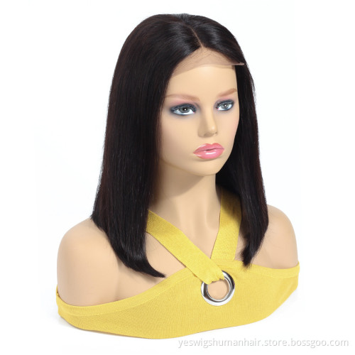Cheap Malaysian Human Hair Lace Closure Front Bob Wig Vendor Wholesale Straight Malaysian Hair Short Bob 4X4 Closure Lace Wig